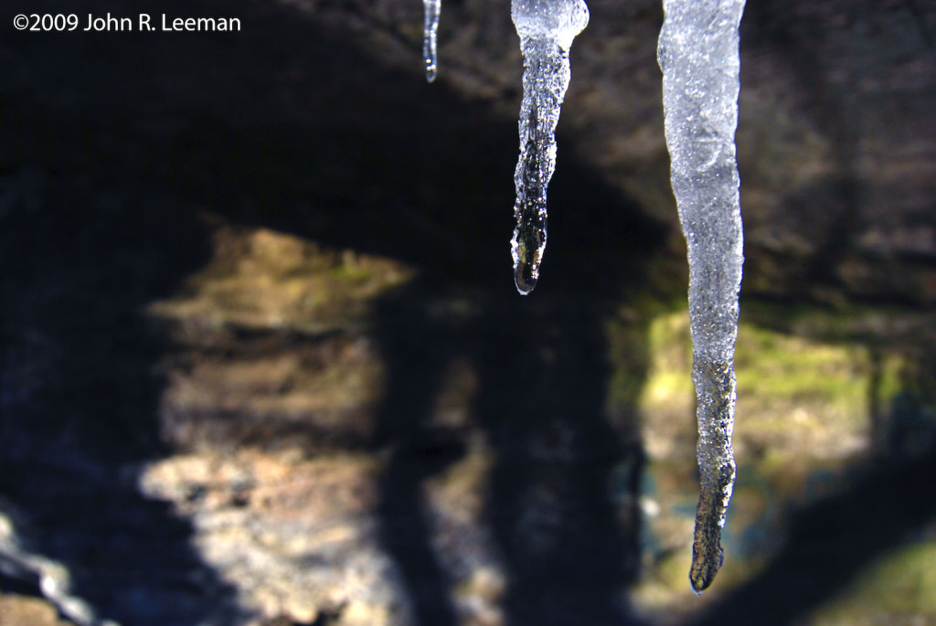 Ice Hanging From Rock